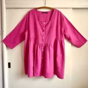 Gudrun Sjoden Smock Tunic Top Mini Dress 2x Pink